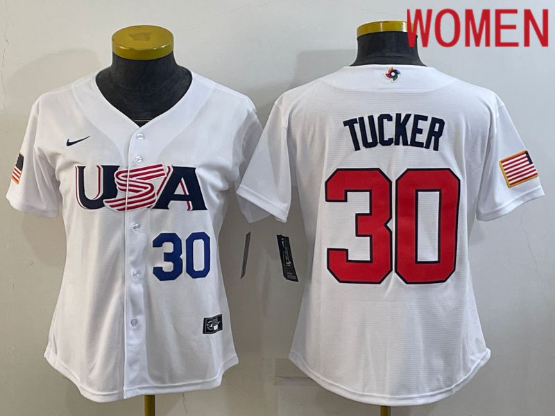 Women 2023 World Cub USA #30 Tucker White Nike MLB Jersey3